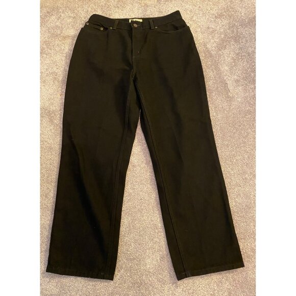 L.L. Bean Pants Black Classic Fit Curvy Cotton 12 Petite - Picture 1 of 11